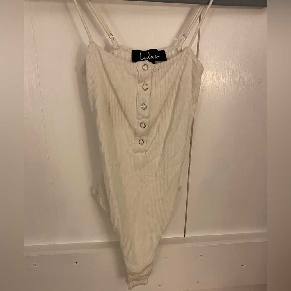 Lulus White Ribbed Bodysuit